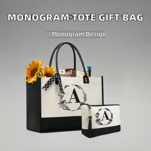 Bolsa de Lona Grande <span class=keywords><strong>BeeGreen</strong></span> con Monograma Floral y Cierre de Cremallera - Regalo Ideal para Mujeres, Mamá, Halloween, Acción de Gracias - Product Image 2