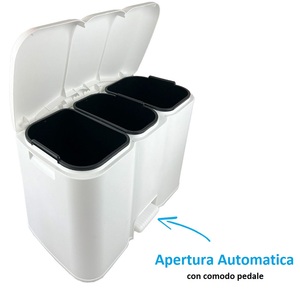 Waste <b>Bin</b> 3 Compartments 34 Litres Pedal <b>Lid</b> For Waste Separation - Product Image 5