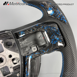 Volant personnalisé en fibre de carbone forgée bleue pour Ford F150 F250 F350 Raptor XLT 4x4 Shelby 2015-2023, amélioration de l'intérieur - Product Image 4