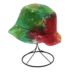 Topi olahraga pinggiran gelombang warna pelangi, topi Bucket gaya hidup aktif