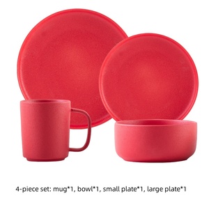 Red 16-Piece Ceramic Tableware <b>Set</b> Dishwasher Safe Porcelain Material for Weddings Parties Picnics for <b>Restaurants</b> - Product Image 6