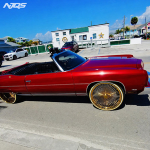 NJQS 인기 프론트 26x9 리어 26x10 스태거드 골드 노크오프 스타일 26인치 올 와이어 휠 - Product Image 6
