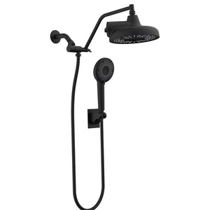 <span class=keywords><strong>Pommeau</strong></span> <span class=keywords><strong>de</strong></span> <span class=keywords><strong>douche</strong></span> noir réglable en hauteur/angle avec fonction pluie et douchette à main, bras d'extension et <span class=keywords><strong>support</strong></span> inclus - Product Image 2
