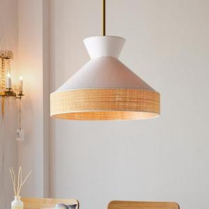 Lampe suspendue de style japonais en rotin blanc E27, plafonnier rond pour chambre à coucher, salon, salle de thé, hôtel, bar, éclairage décoratif - Product Image 5