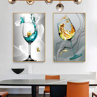 Usine directe nordique abstrait vin verre mur art affiche Restaurant cuisine décoration de la maison cristal porcelaine peinture