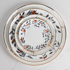 High quality new design bone china dinnerware sets luxury tableware dinner plates dishes