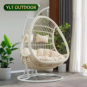 Ghế treo trứng với giá đỡ bằng thép - Thiết kế chịu được mọi thời tiết - Ghế đu bằng mây nhựa PE, kiểu giỏ lớn, đồ nội thất ngoài trời - Product Image 1
