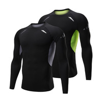 Vente en gros Chemise de compression à manches longues pour hommes Couche de base Workout Fitness Running Shirts Top Men's Gym Wears