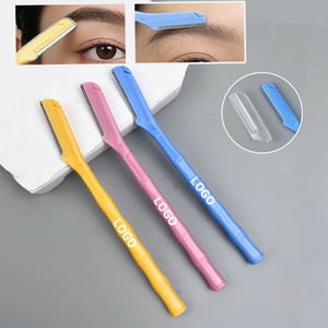 10 шт. оптом, на заказ, с логотипом, цветные, из нержавеющей стали, бритвы для бровей, долговечные, безопасные, безболезненные, точные - Product Image 5