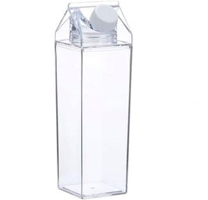 Transparent <b>Plastic</b> Square Milk Water Bottle Orange Juice Tea Container Sport Cup Leak-Proof Dishwasher Safe Unisex Party Travel - Product Image 4