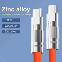 Câble de charge rapide en silicone Super Zinc Alloy Type c USB C vers USB C Chargeur rapide 65W
