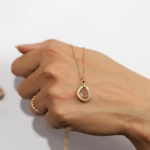 Classic Black <b>Opal</b> <b>Necklace</b> October Birthstone Teardrop <b>Pendant</b> 14K Solid Gold Dainty Minimalist Fine Jewelry Elegant Gift - Product Image 3