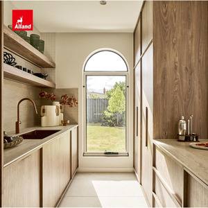 Mobili Moderni AllandCabinet con Impiallacciatura, Piani di Lavoro in Pietra <span class=keywords><strong>Naturale</strong></span>, Armadietti da Cucina in <span class=keywords><strong>Legno</strong></span> Scuro per Costruttori di Case di Lusso su Misura - Product Image 5
