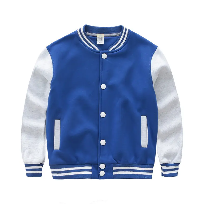 Kid Varsity Jassen Met Lederen Mouwen Letterman Bomberjack Groothandel Blank Jongens Kids Baseball Jas