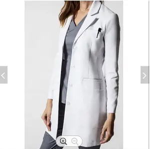 เสื้อโค้ทสำหรับห้องแล็บสีขาวสำหรับผู้หญิงชุดทำงานแพทย์สำหรับทุกเพศเสื้อโค้ทสำหรับผู้ใหญ่