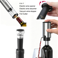 Juego de Accesorios para Vino 4 en 1, con Logotipo Personalizado, Abridor de Vino Eléctrico Recargable de Acero Inoxidable y Kit de Aireador