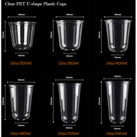 Gobelets en plastique PET personnalisés imprimés 89-400u 600u 16 onces à fond rond en U pour café et matcha avec logo et couvercle à paille