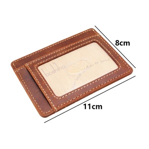 Hot Sale Crazy Horse Men's Wallet Thin RFID Blocking Slim Minimalist Anti Lost Card Holder Smart Leather Wallet - Product Image 6
