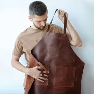 Delantal de carnicero de cuero Real personalizado, delantal de cuero para trabajo artesanal