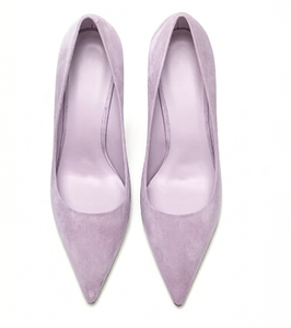 Manufacturer Custom New Elegant <strong>Lilac</strong> Suede like Pointed Toe Business Stiletto High <strong>Heel</strong> Women's Dress Pumps - Product Image 2