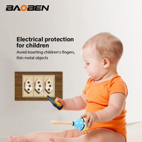 BAOBEN Panneau acrylique imitation bois Prise murale USB Type C à charge rapide norme Brésil Interrupteur TV satellite Téléphone CAT5 CAT6 Or
