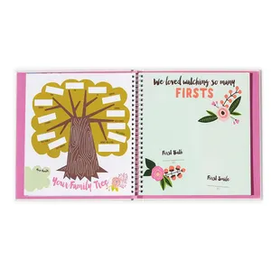Personalized Color Printing Hidden Wire-O Baby Journal Hardback First Year Milestone Memory Book
