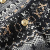 Pull col rond personnalisé 100 % laine, appliqué jacquard, style coréen vintage, tricoté, motif Fair Isle, pour l'hiver et l'automne
