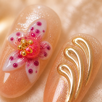 Y12 Kaixin 10PCS Premium Press on Nails Art Sets Homemade Gold French Acrylic Artificial Fingernail Almond Shape Short Length