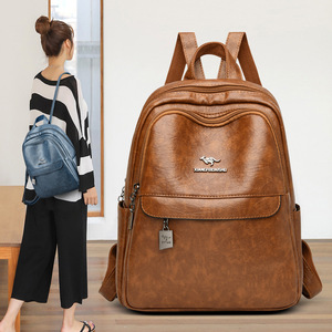 Luxury Pu Leather Women <b>Backpack</b> Vintage Style Lady Travel Shoulders <b>Backpack</b> Girl <b>School</b> Bag Female Leather <b>Backpack</b> - Product Image 1