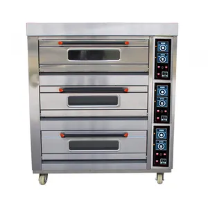 3 Deck Industrial Horno Panadera Forno Pizza A Gas Pizzaofen Pizza Ofen Para Pan Con Vapor Gas Type Bread Maker Baking Oven