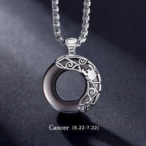 Collane con ciondolo in pietra naturale di <span class=keywords><strong>ossidiana</strong></span> <span class=keywords><strong>nera</strong></span> di nuovo arrivo S925 collana con <span class=keywords><strong>segno</strong></span> <span class=keywords><strong>zodiacale</strong></span> in argento per gioielli da uomo - Product Image 5