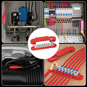 Barre omnibus en cuivre en gros 48V 150A avec 12 bornes de 1/4 po (1x) # Bloc de distribution d'alimentation à 8 vis avec couvercle pour applications marines et automobiles - Product Image 6