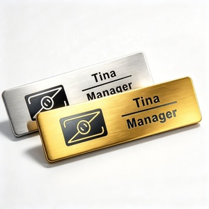 Placa de Identificación de Acero Inoxidable con Logotipo Personalizado Grabado, Placa de Metal de Aluminio para Decoración de Muebles Corporativos - Product Image 1