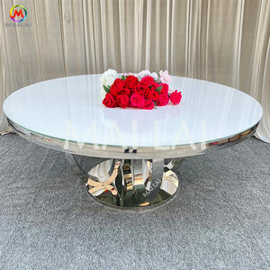 Mesa de comedor redonda de acero inoxidable, base redonda, mesas para bodas y eventos - Product Image 2