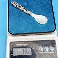 12 cm Langer Löffel mit Acrylgriff und Perlmutt-Verzierung, Kaviar-Löffel, Honig- und Teeschaufel, Servier- und Mischlöffel, Geschäftsgeschenke