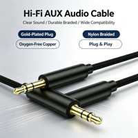 Câble audio AUX Type C tressé en nylon 3,5 mm plaqué or, cuivre nu, PVC, cordon stéréo Hi-Fi pour haut-parleur de voiture, lecteur DVD, microphone