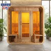 Saunas d'extérieur populaires en forme de cube, fabriqués en bois de cèdre et équipés de bardeaux d'asphalte imperméables