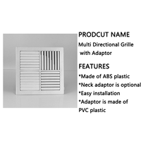 Diffuseur d'air carré en plastique moderne pour plafond CVC, grille multidirectionnelle, adaptateur réglable, installation facile, personnalisable