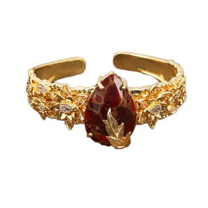 Bracelet ouvert en cristal naturel de haute qualité, couleur or, avec cordon en cuivre, vente directe d'usine, bracelets et joncs tendance - Product Image 2