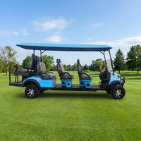 Voiture de golf électrique multifonctionnelle bleue 8 places 4x4 avec batterie sans entretien pour hôtel de villégiature