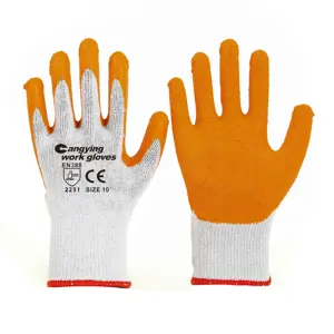 Gants industriels enduits de latex de calibre 10 gants de travail robustes tricotés en coton gants de construction de protection