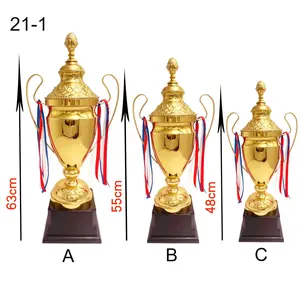 Trophy Cup Super Size Soccer Sport Championship Trophy With Wooden Base Custom Souvenir Award Manufacture Of Medals And Trophies