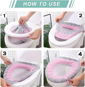 Housse de siège de toilette universelle CF, extensible, lavable, en peluche douce et confortable, avec poignée, <span class=keywords><strong>pour</strong></span> la maison - Product Image 6