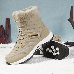 Botas de nieve unisex con borde, cálidas para invierno, de caña alta, impermeables, antideslizantes, de terciopelo y algodón, tallas grandes, venta al por mayor. - Product Image 3