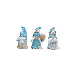<span class=keywords><strong>Trio</strong></span> de gnomes sur le thème de la plage en polyrésine personnalisée, figurines de château de sable, accents décoratifs côtiers, cadeau idéal pour les amateurs de décoration estivale - Product Image 1
