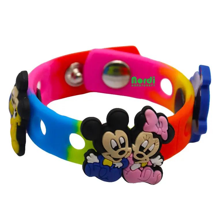 2 bracelets Mickey canard en Silicone pour enfants, vente directe d'usine, breloque douce, réglable, en caoutchouc, en Silicone