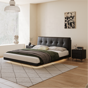 <span class=keywords><strong>Lit</strong></span> à <span class=keywords><strong>suspension</strong></span> moderne rembourré en similicuir avec cadre en chêne, taille King/Queen, confortable, écologique, durable, luxe pour chambre à coucher - Product Image 1