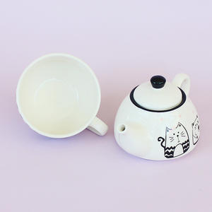 Service à thé en céramique noir et blanc, style romantique français et chat mignon, inspiré de l'Europe et des États-Unis - Product Image 6