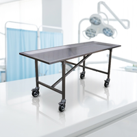 Station de travail en acier inoxydable Labycare avec évier et roulettes pour usage mortuaire, garantie 1 an