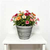 Pot de fleurs rond en plastique de 25 cm, élégant, pour une utilisation en intérieur et en extérieur